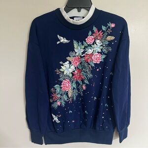 Vintage‎ Nutcracker Brand Christmas Wreath Peace Dove Crewneck Size Medium